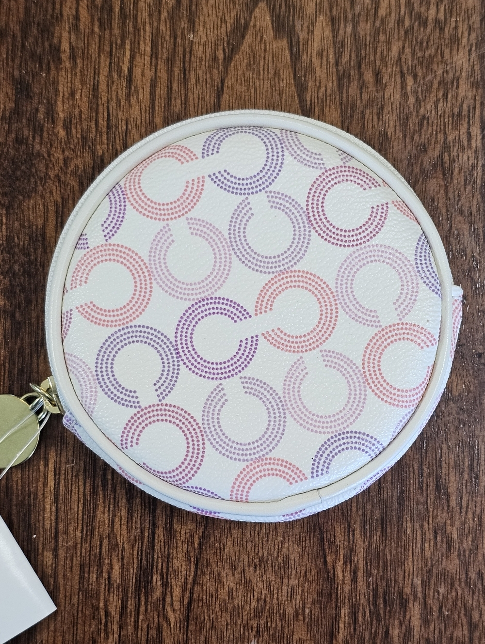 Coach Waverly Op Art Signature Coin Wallet In Cream Pink And Purple NWT - Picture 4 of 8